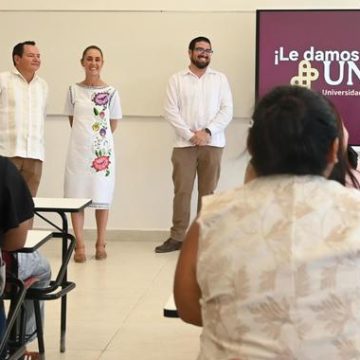PRECIDENTA CON VESTISDO Sheinbaum inaugura en Yucatán nueva sede de la Universidad Rosario Castellanos y Bachillerato Nacional