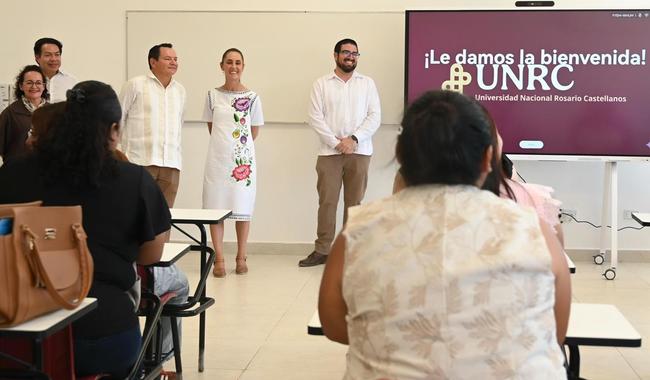 PRECIDENTA CON VESTISDO Sheinbaum inaugura en Yucatán nueva sede de la Universidad Rosario Castellanos y Bachillerato Nacional